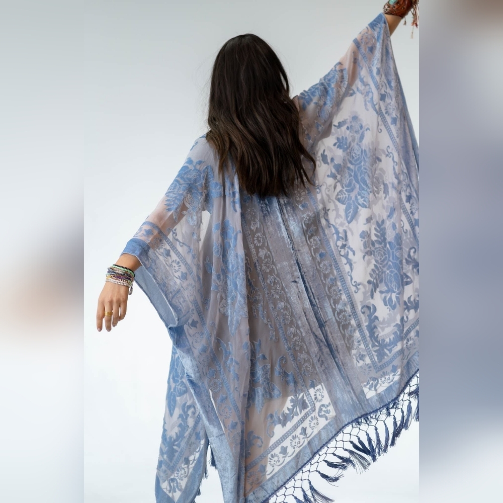 Free People Nightbird Velvet Burnout Kimono